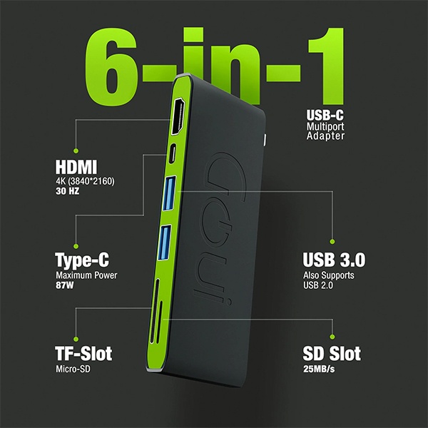 Goui Hubi Adaptateur Multiport USB-C 6-en-1
