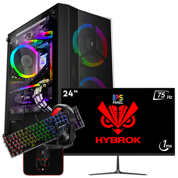 SETUP GAMER R3 4100-RX 580 + MONITEUR GAMER + PACK GAMER