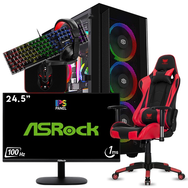 SETUP GAMER R3 4100-RX 5700XT + CHAISE GAMER +MONITEUR GAMER + PACK GAMER