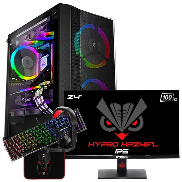 SETUP GAMER INTEL CORE i5 11400F-RX 580 + HP24IFL + HPG200