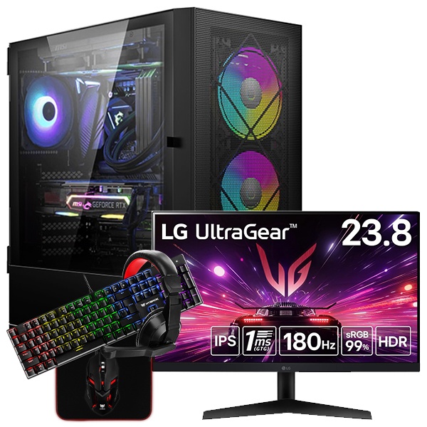 SETUP GAMER R5 5500-RX 6750 XT + 24GS60F-B + HPG200