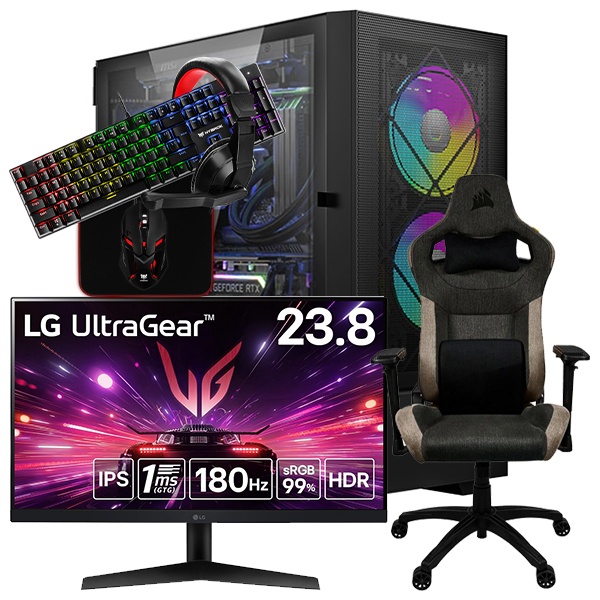 SETUP GAMER R5 5500-RX 6750 XT + 24GS60F-B + T3 RUSH + HPG200