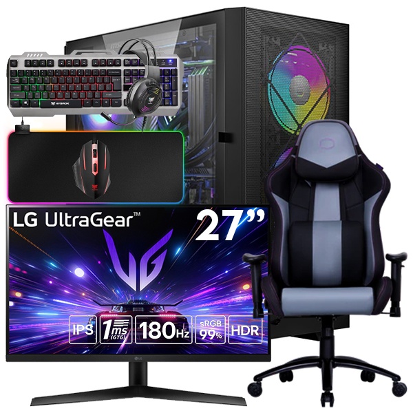 SETUP GAMER R7 5700X-RX 6750 XT + 27GS60F-B + CALIBER R3 + HPG100