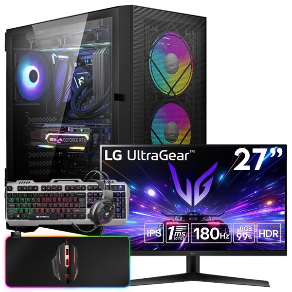 SETUP GAMER R7 5700X-RX 6750 XT + 27GS60F-B + HPG100