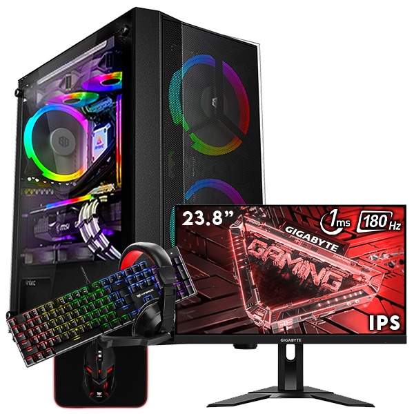 SETUP GAMER R5 3600-RTX 3050 + G24F 2 + HPG200