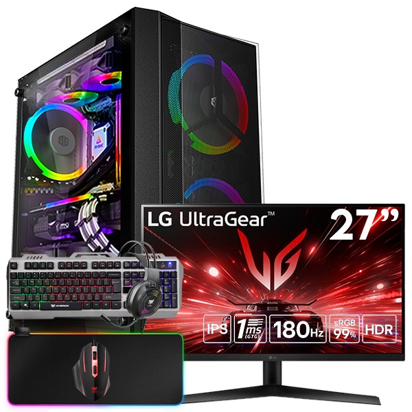 SETUP GAMER CORE I5 10400F-RX 6600 + 27GS60F-B + HPG100