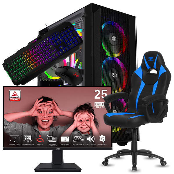 SETUP GAMER R5 5500-RX 580 + MP251 + GK100 + GM100 + FIGHTER