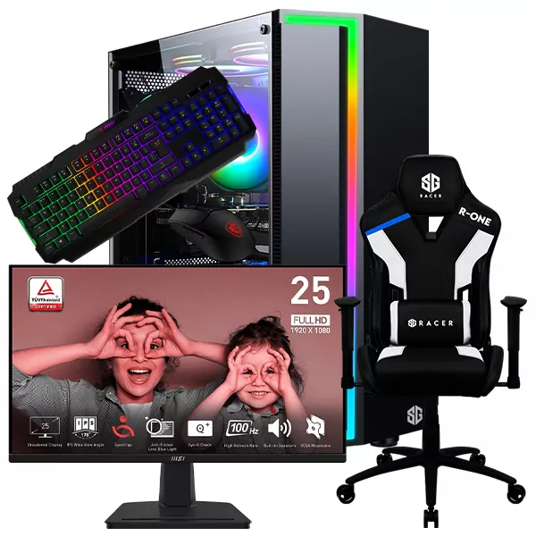 SETUP GAMER i5 10400F-GT 1030 + MP251 + R-ONE + GK100 + GM100