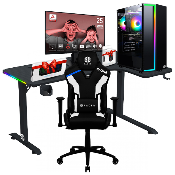 SETUP GAMER R5 3400G-VEGA 11/16Go + MP251 + R-ONE + SGD-L160 + ( GK100 + GM100 Cadeaux )