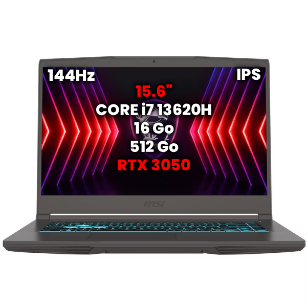 MSI Thin 15 B13UC-3233XMA - Core i7 13th, RTX 3050, 16Go, 512Go