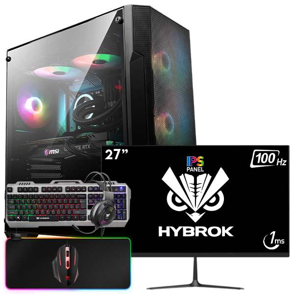 SETUP GAMER R5 5500/RTX5050/16Go/500Go + HP27IPS100 + HPG100