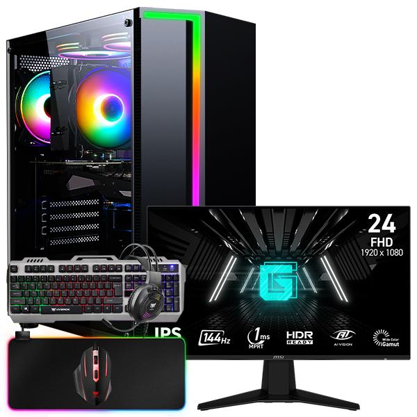 SETUP GAMER R5 5600G/8Go/256Go + G242L E14 + HPG100